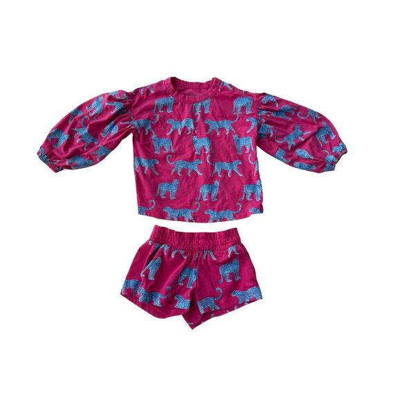 Chaser Girls Pink Leopard Drew Top And Short Set Size 2 - Picture 4 of 12